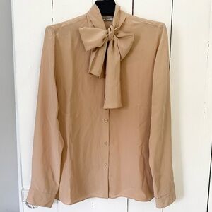 Cacharel beige 100% silk blouse, size 36 (small)